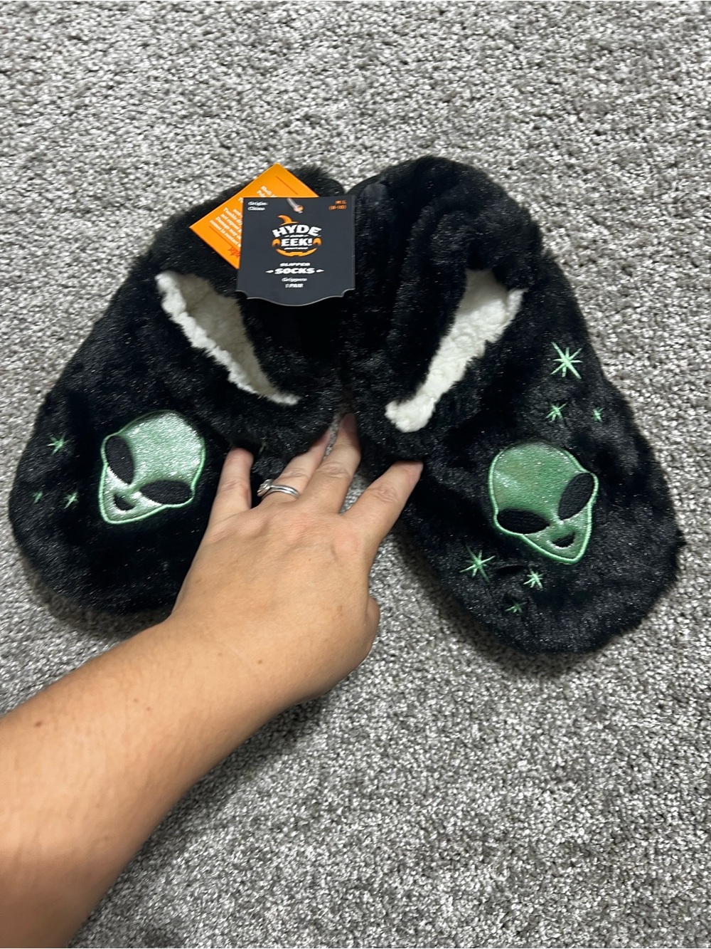 Hyde & EEk Slipper Socks Alien Halloween New Size M-L 8-10